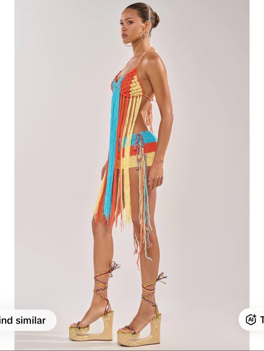 Akira Crochet Fringe Top- Multicolor